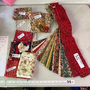Christmas Holiday Quilting Fabric Bundle Jelly Roll Strips Remnants Santa Angel